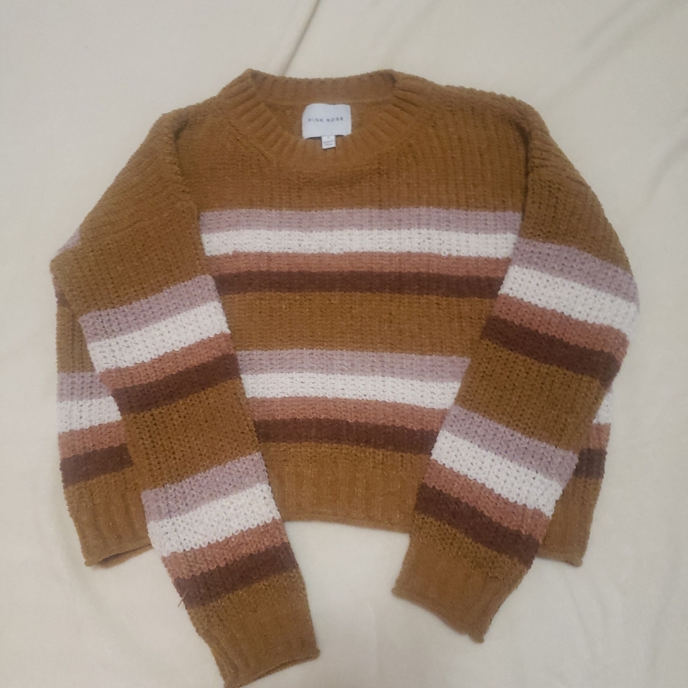 Pink Rose Womens small fall soft cropped sweater